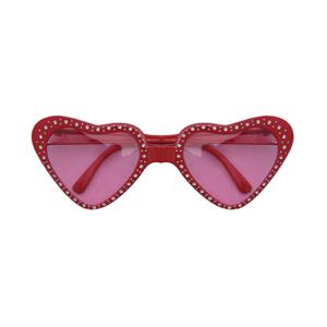 Faram Party Zonnebril hartjes glazen - Hippie Flower Power Sixties - rood - Valentijnsdag