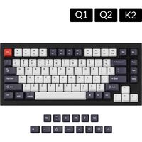 JM-49 OEM Dye-Sub PBT Keycap Set - Bluish Black White Keycaps
