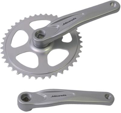 Miranda crankstel alfa 1 42t, cranklengte 170mm. zilver, aluminium, spieloos. kettingblad 3/32