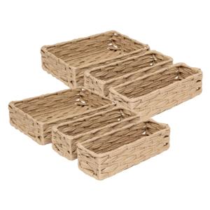 Kast/badkamer opbergmandjes - set 6x stuks - gevlochten kunststof - in 3 formaten