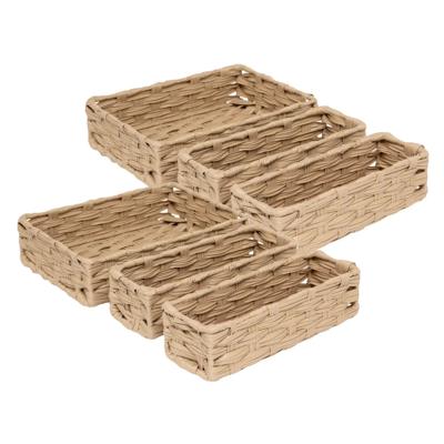 Kast/badkamer opbergmandjes - set 6x stuks - gevlochten kunststof - in 3 formaten