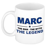 Marc cadeau mok - man myth legend - naam koffiemok / beker - wit en blauw - 300 ml
