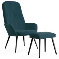 The Living Store Relaxstoel Blauw - 70 x 77 x 98 cm - Zacht fluweel - Stevig frame - Extra comfort - Trendy ontwerp