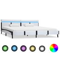 Bedframe met LED kunstleer wit 180x200 cm