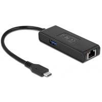 DeLOCK usb-c adapter naar 2,5 gigabit lan met usb-a female (zwart)