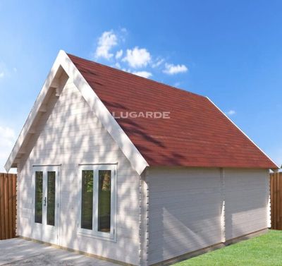 Lugarde B55 Blokhut 500x600 cm 44 mm vurenhout blank- Zadeldak- Hout- Lugarde