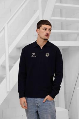Pure Path Own The Journey Knitwear Polo Sweater Heren Donkerblauw - Maat S - Kleur: Donkerblauw | Soccerfanshop
