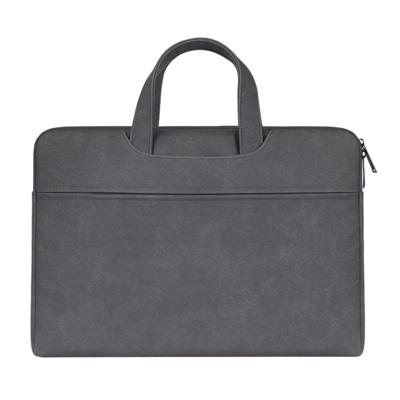 ST06 waterdichte PU lederen rits verborgen draagbare riem One-schouder handtas voor 14 1 inch laptops met koffer gordel (donkergrijs)