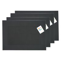 Placemats Hampton - 4x - zwart - PVC - 30 x 45 cm