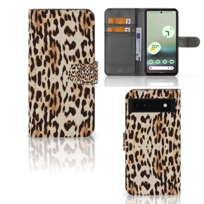 Google Pixel 6A | Telefoonhoesje | Met pasjeshouder | Leopard