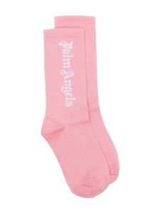 Palm Angels Kids chaussettes en maille intarsia - Rose