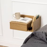 Bendt Hangend Nachtkastje 'Cecilie' met vakje, kleur Naturel Bendt Hangend Nachtkastje 'Cecilie' met vakje, kleur Naturel