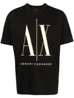 Armani Exchange t-shirt en coton à logo brodé - Noir - thumbnail