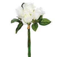 Atmosphera kunstbloemen boeket 7 witte rozen 30 cm - Kunstbloemen - thumbnail