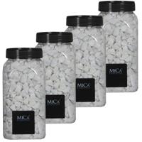 Mica Decorations decoratie steentjes - 4x - wit - 1 kilo - 650ml - hobby steentjes