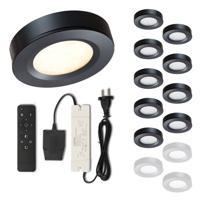 Set LED-opbouwspot met afstandsbediening Adria zwart 3W dimbaar 1-12 stuks