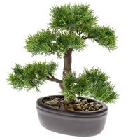 Bonsai boompje Cedrus Atlantica Glauca kunstplant in ovale kunststof pot 32 cm