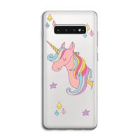 Roze eenhoorn: Samsung Galaxy S10 4G Transparant Hoesje