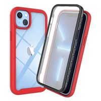 360 Protection Series iPhone 14 Plus Case - Rood / Doorzichtig