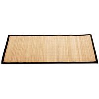 Badkamer vloermat anti-slip lichte bamboe 50 x 80 cm met zwarte rand - thumbnail