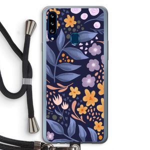 Flowers with blue leaves: Samsung Galaxy A20s Transparant Hoesje met koord
