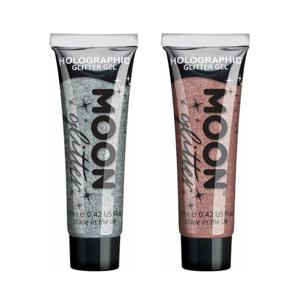 Moon Creations Glittergel fijn set - voor lichaam en gezicht - zilver en rose goud