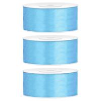 Partydeco Cadeaulint - 3x - lichtblauw - 2,5 cm x 25 meter - satijn - sierlint - inpakken - decorati