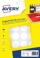 Etiket Avery A5 papier rond 30mm wit 384stuks 24 per vel