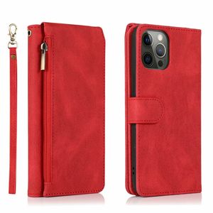 Samsung Galaxy S22 Ultra hoesje - Bookcase - Pasjeshouder - Portemonnee - Rits - Kunstleer - Rood