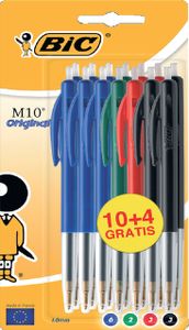 Balpen Bic M10 assorti medium blister ÃƒÆ' 10+4 gratis