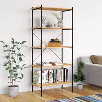 VidaXL Opbergrek 5-laags 80x40x163 cm zwart en eikenkleurig - thumbnail