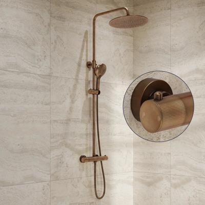 Regendouche set SaniClear Evolution Stripes | Opbouw | 30 cm | Mengkraan | Incl.Handdoucheset | Verouderd messing
