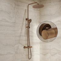 Regendouche set SaniClear Evolution Stripes | Opbouw | 30 cm | Mengkraan | Incl.Handdoucheset | Verouderd messing