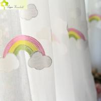Regenboog wolken geborduurde Tule kinderen gordijnen voor kinderen slaapkamer venster behandelingen keuken gordijnen voor woonkamer grootte: 2.5 MX 2 Regenboog wolken geborduurde Tule kinderen gordijnen voor kinderen slaapkamer venster behandelingen keuken gordijnen voor woonkamer grootte: 2.5 MX 2