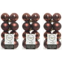 48x Kunststof kerstballen glanzend/mat mahonie bruin 4 cm kerstboom versiering/decoratie   -