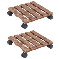 VidaXL Plantentrolleys 2 st 30x30x7,5 cm hkc bruin