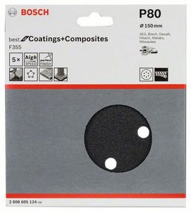 Bosch Accessories Best for Stone 2608605124 Excenterschuurpapier Met klittenband, Geperforeerd Korrelgrootte (num) 80 (Ø) 150 mm 5 stuk(s)