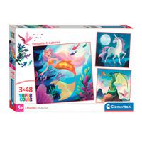 Clementoni Legpuzzel Super Color Vierkant Fantasie, 3x48st.