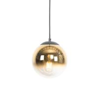 QAZQA Art deco hanglamp zwart met goud glas 20 cm - Pallon - thumbnail