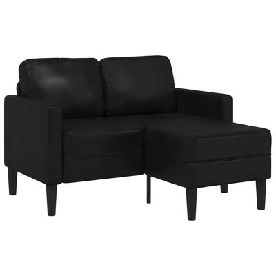 2-zitsbank met ligstoel L-vormig 125 cm kunstleer zwart
