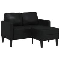 2-zitsbank met ligstoel L-vormig 125 cm kunstleer zwart