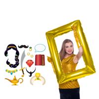Foto prop set 1001 nachten met fotolijst - opblaasbaar - goud - folie - 12-delig