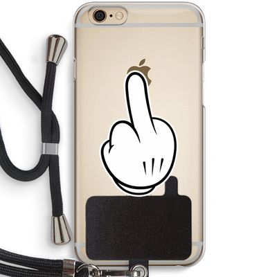 Middle finger white: iPhone 6 / 6S Transparant Hoesje met koord