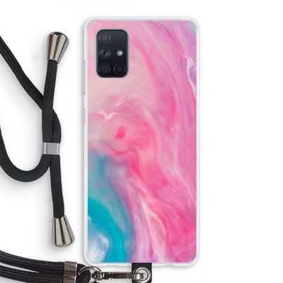 Roze explosie: Samsung Galaxy A71 Transparant Hoesje met koord