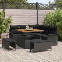 Tuinbankenset met kussen 8 pcs Zwart poly rattan