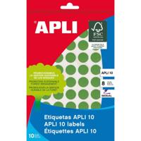 Apli ronde etiketten in etui diameter 19 mm, geassorteerde kleuren, 100 stuks, 20 per blad (7109)