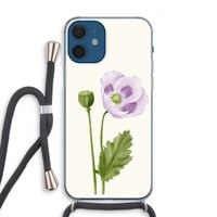 Purple poppy: iPhone 12 Transparant Hoesje met koord