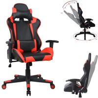 Bureaustoel gamestoel Thomas - racing gaming stijl stoel - ergonomisch - rood zwart - thumbnail