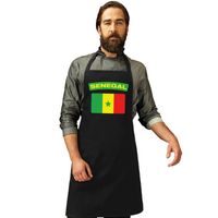 Senegalese vlag keukenschort/ barbecueschort zwart heren en dames   - - thumbnail