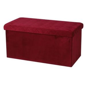 Hocker bank - poef XXL - opbergbox - bordeaux rood - polyester/mdf - 76 x 38 x 38 cm - opvouwbaar